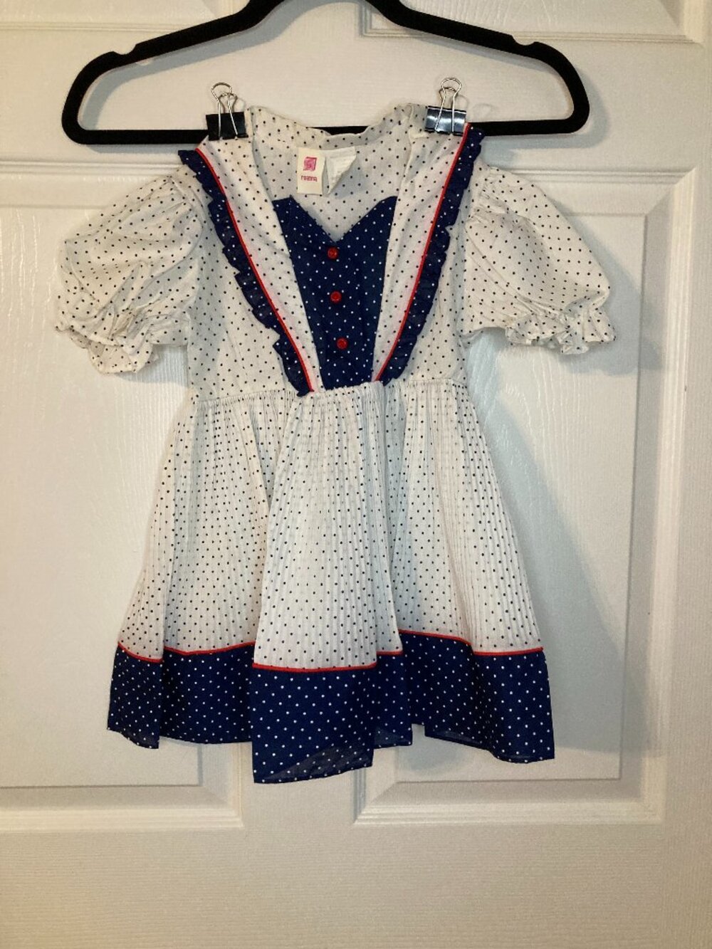 Roanna Toddler Girl's Patriotic Polka Dot Dress - Vintage 70's/80's - Size 5